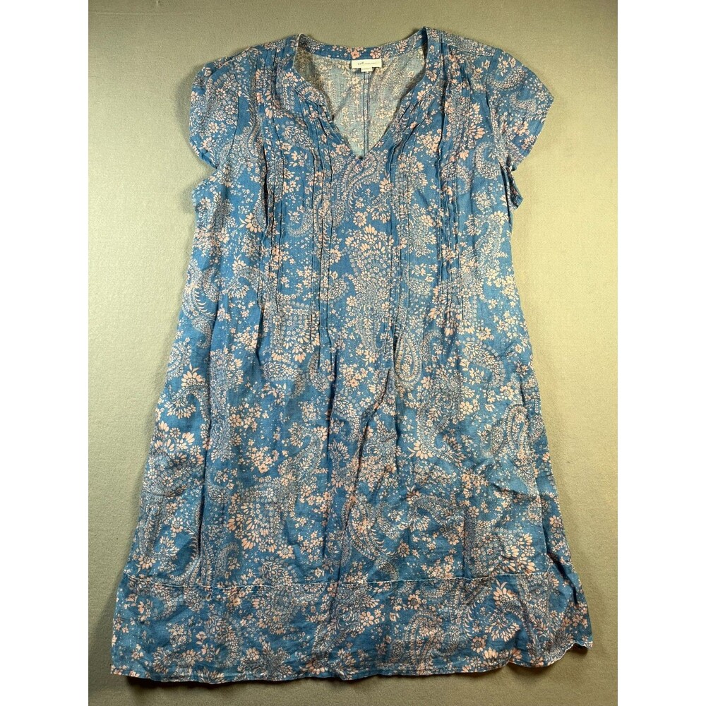 Medium Petit J Jill Love Linen Blue and pink floral shift dress